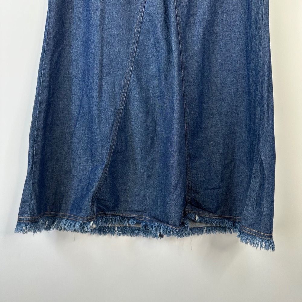 Forenza Denim Maxi Skirt Size 30 Blue Jean Mermaid Frayed Hem 100% Cotton - Picture 4 of 6